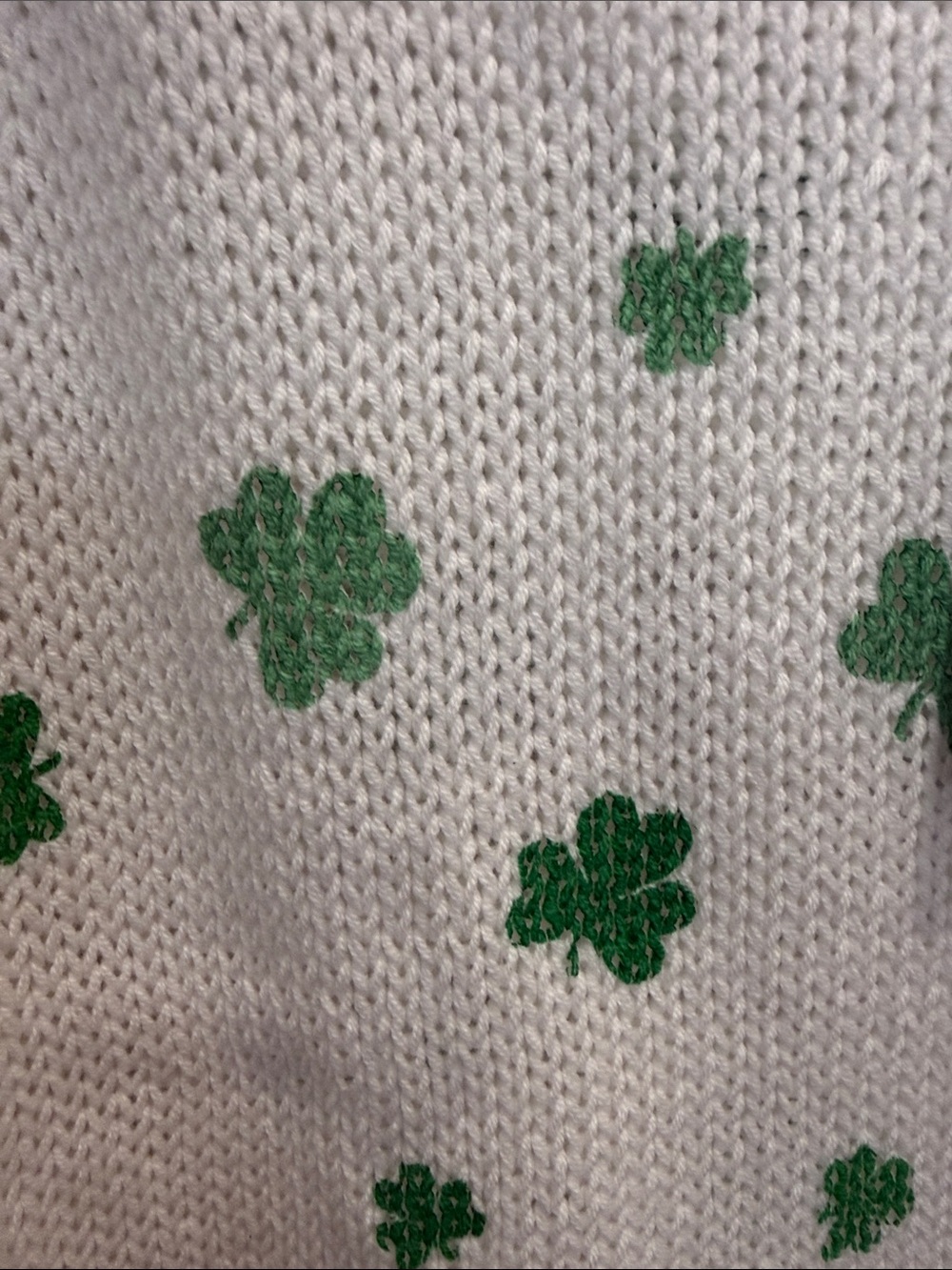 Wooden Ships White V-Neck Sweater with Green Shamrock Print - Picture 3 of 4